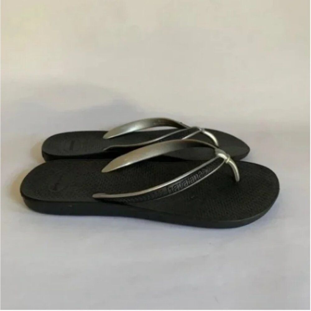 Havaianas Slim Retro Black/Gray Sandals Size 5 - Picture 4 of 10
